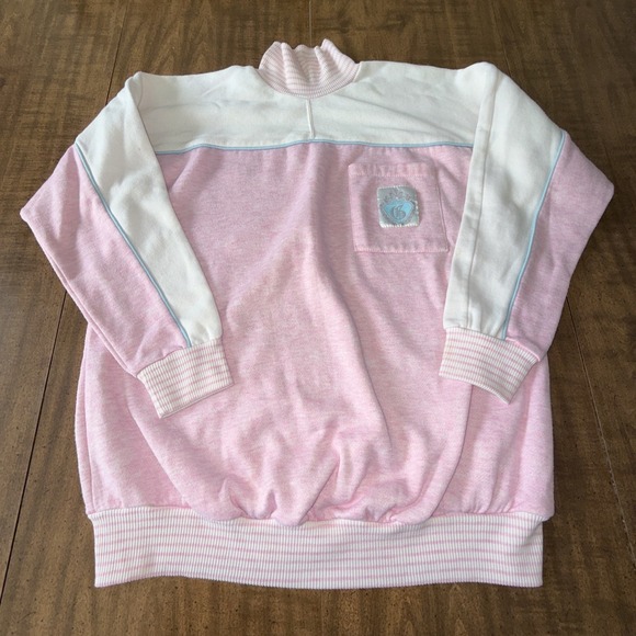 Gitano Tops - Gitano Women's Cream‎ & Pink Pullover Sweatshirt Vintage Size Small Turtleneck